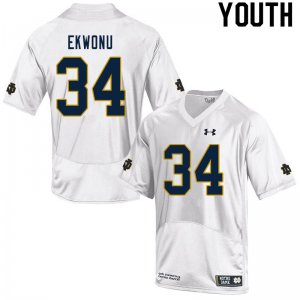 Notre Dame Fighting Irish Youth Osita Ekwonu #34 White Under Armour Authentic Stitched College NCAA Football Jersey HHV3199IY